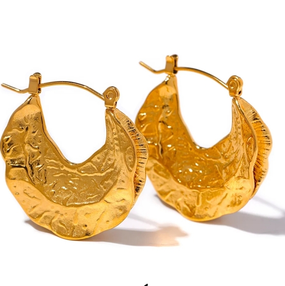 Gold Foil Hoop Earrings - Picture 11 of 12